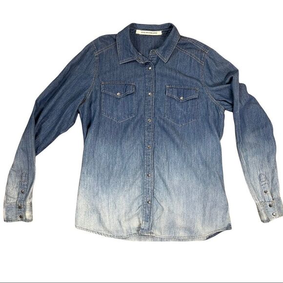 JONES NEW YORK Ombré Jean Button Up Shirt Sz S - Picture 7 of 7